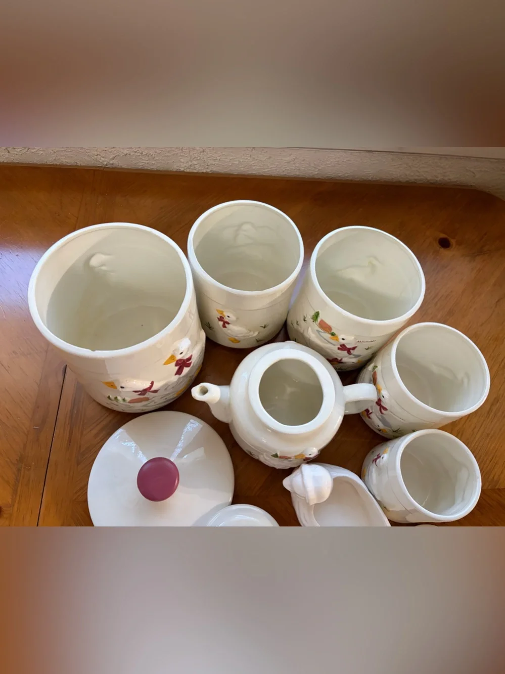Vintage Country Goose Ceramic Canister Set with Teapot - 13 Pc